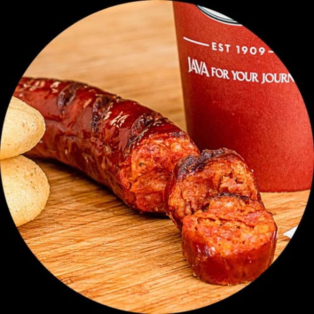 Chorizo with mini arepa.